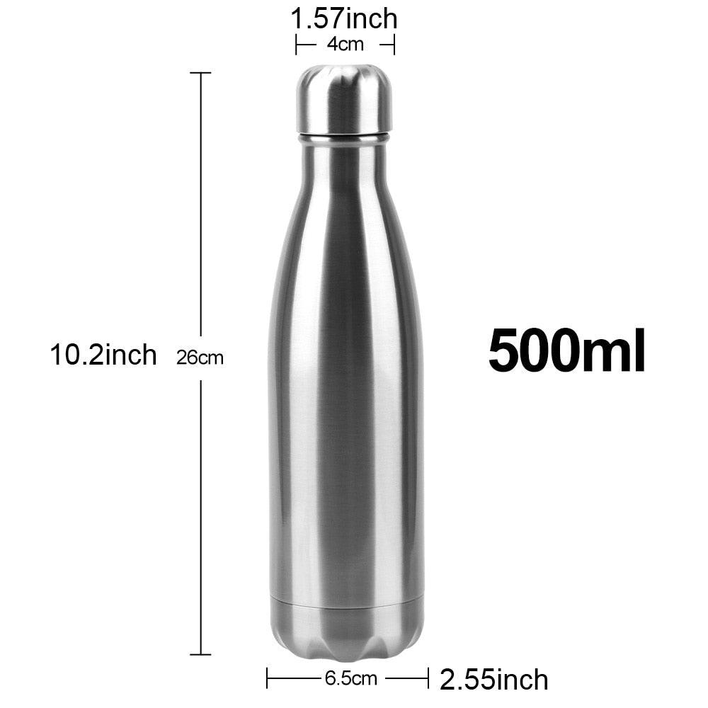 Stainless Steel Water Bottle BPA Free Thermos Water Beer Thermos 500ml for Sport Bottles Double-Wall Insulated Vacuum Flask Double-Walled Insulated Vacuum Flask Stainless Steel Drinking Bottle Stevvex