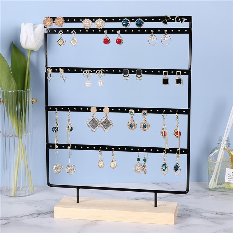 Stand Jewelry Display Organizer Earrings Pendants Bracelets Jewelry Holder With Wooden Base Earrings Storage Rack Metal Jewelry Storage Stand Necklace Rack Ornaments Display Stand Shopping Earring Stand Stevvex