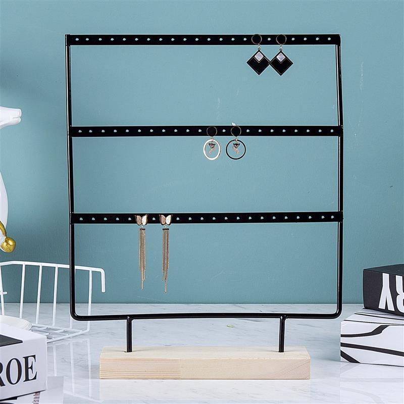 Stand Jewelry Display Organizer Earrings Pendants Bracelets Jewelry Holder With Wooden Base Earrings Storage Rack Metal Jewelry Storage Stand Necklace Rack Ornaments Display Stand Shopping Earring Stand Stevvex