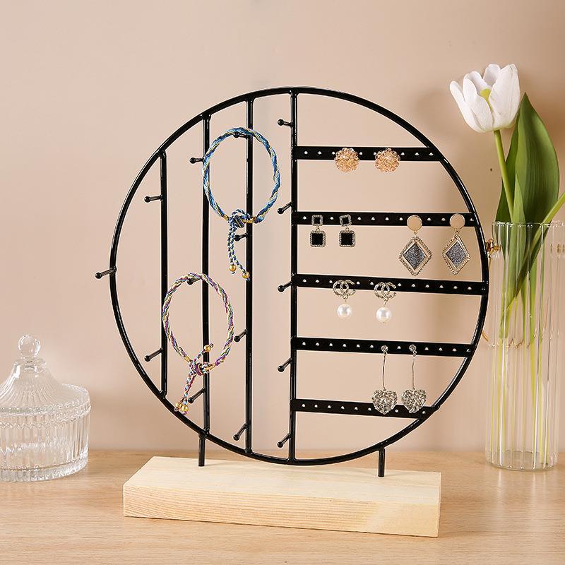 Stand Jewelry Display Organizer Earrings Pendants Bracelets Jewelry Holder With Wooden Base Earrings Storage Rack Metal Jewelry Storage Stand Necklace Rack Ornaments Display Stand Shopping Earring Stand Stevvex
