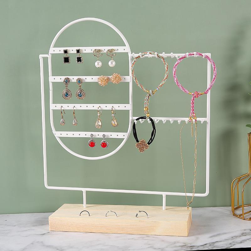Stand Jewelry Display Organizer Earrings Pendants Bracelets Jewelry Holder With Wooden Base Earrings Storage Rack Metal Jewelry Storage Stand Necklace Rack Ornaments Display Stand Shopping Earring Stand Stevvex