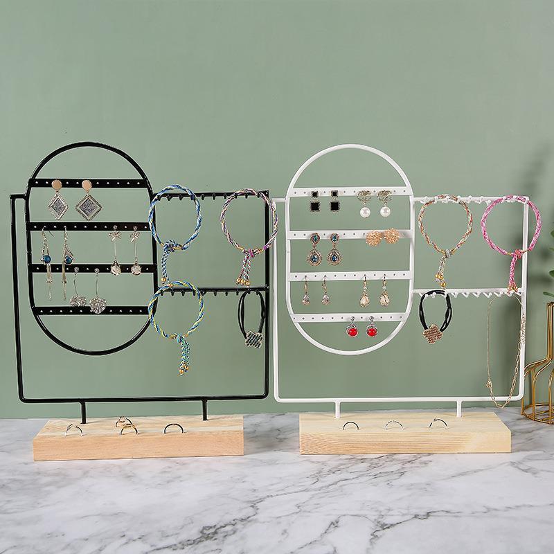 Stand Jewelry Display Organizer Earrings Pendants Bracelets Jewelry Holder With Wooden Base Earrings Storage Rack Metal Jewelry Storage Stand Necklace Rack Ornaments Display Stand Shopping Earring Stand Stevvex