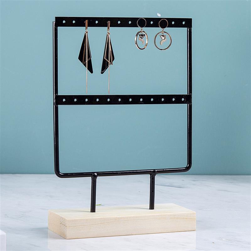 Stand Jewelry Display Organizer Earrings Pendants Bracelets Jewelry Holder With Wooden Base Earrings Storage Rack Metal Jewelry Storage Stand Necklace Rack Ornaments Display Stand Shopping Earring Stand Stevvex
