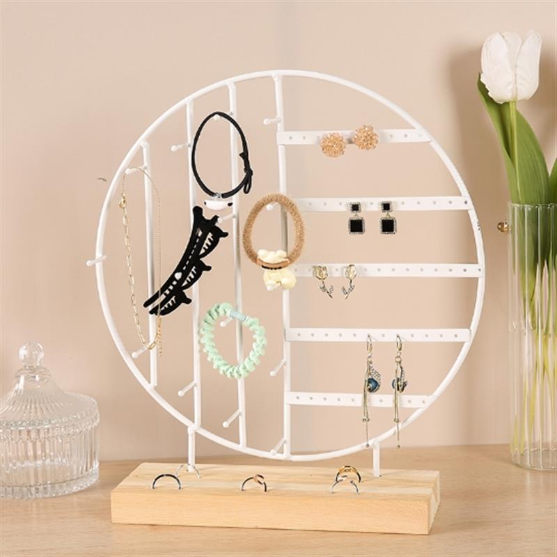 Stand Jewelry Display Organizer Earrings Pendants Bracelets Jewelry Holder With Wooden Base Earrings Storage Rack Metal Jewelry Storage Stand Necklace Rack Ornaments Display Stand Shopping Earring Stand Stevvex
