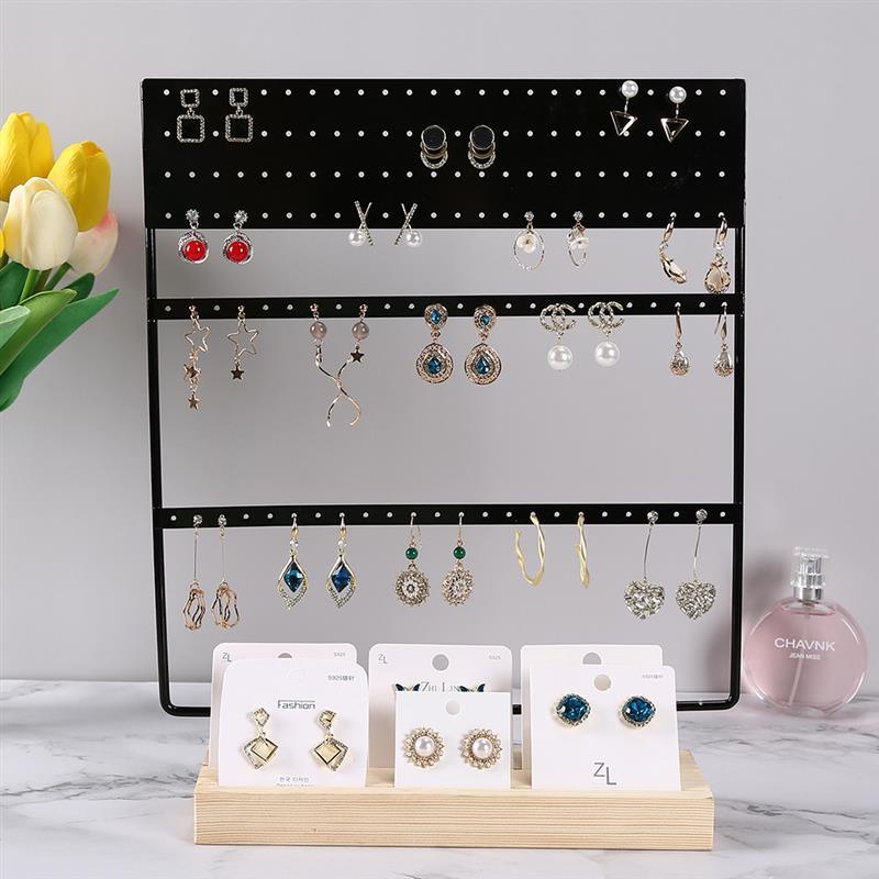 Stand Jewelry Display Organizer Earrings Pendants Bracelets Jewelry Holder With Wooden Base Earrings Storage Rack Metal Jewelry Storage Stand Necklace Rack Ornaments Display Stand Shopping Earring Stand Stevvex