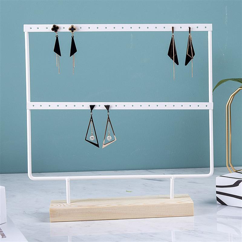 Stand Jewelry Display Organizer Earrings Pendants Bracelets Jewelry Holder With Wooden Base Earrings Storage Rack Metal Jewelry Storage Stand Necklace Rack Ornaments Display Stand Shopping Earring Stand Stevvex