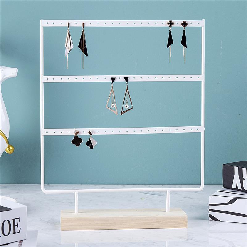 Stand Jewelry Display Organizer Earrings Pendants Bracelets Jewelry Holder With Wooden Base Earrings Storage Rack Metal Jewelry Storage Stand Necklace Rack Ornaments Display Stand Shopping Earring Stand Stevvex