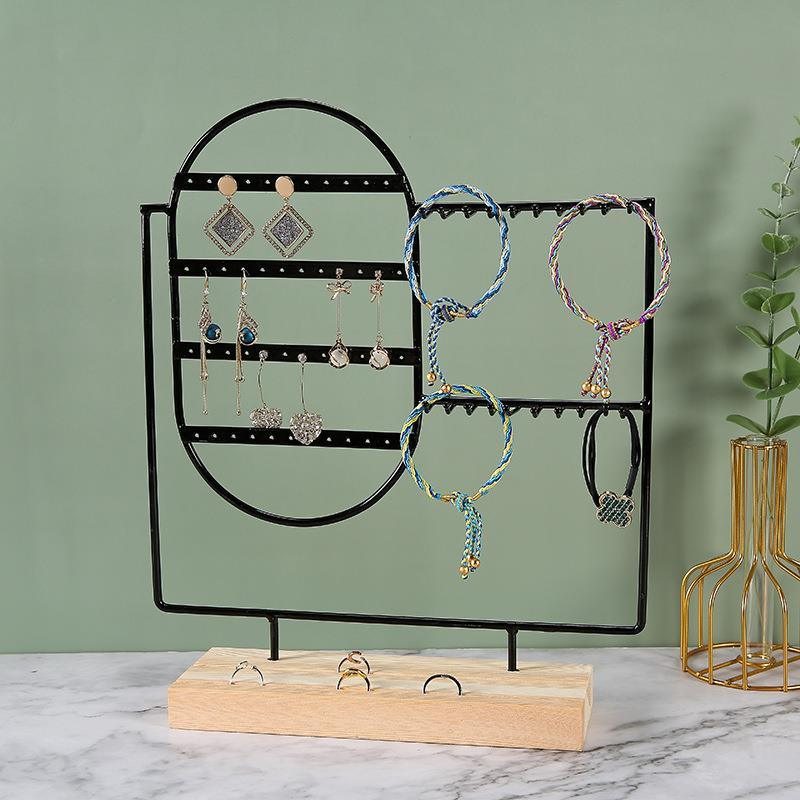 Stand Jewelry Display Organizer Earrings Pendants Bracelets Jewelry Holder With Wooden Base Earrings Storage Rack Metal Jewelry Storage Stand Necklace Rack Ornaments Display Stand Shopping Earring Stand Stevvex