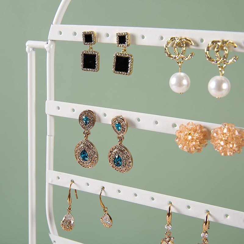 Stand Jewelry Display Organizer Earrings Pendants Bracelets Jewelry Holder With Wooden Base Earrings Storage Rack Metal Jewelry Storage Stand Necklace Rack Ornaments Display Stand Shopping Earring Stand Stevvex