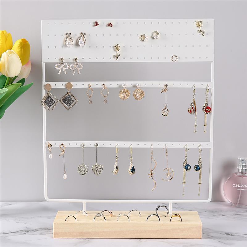 Stand Jewelry Display Organizer Earrings Pendants Bracelets Jewelry Holder With Wooden Base Earrings Storage Rack Metal Jewelry Storage Stand Necklace Rack Ornaments Display Stand Shopping Earring Stand Stevvex