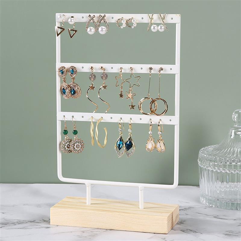 Stand Jewelry Display Organizer Earrings Pendants Bracelets Jewelry Holder With Wooden Base Earrings Storage Rack Metal Jewelry Storage Stand Necklace Rack Ornaments Display Stand Shopping Earring Stand Stevvex