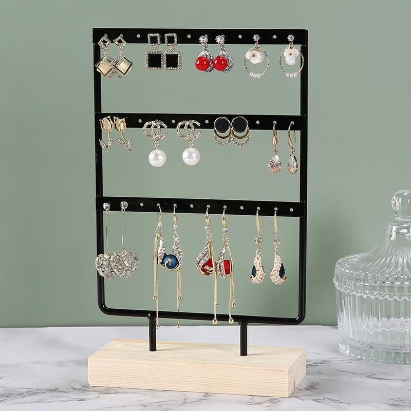 Stand Jewelry Display Organizer Earrings Pendants Bracelets Jewelry Holder With Wooden Base Earrings Storage Rack Metal Jewelry Storage Stand Necklace Rack Ornaments Display Stand Shopping Earring Stand Stevvex