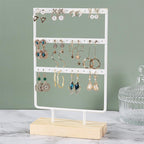 Stand Jewelry Display Organizer Earrings Pendants Bracelets Jewelry Holder With Wooden Base Earrings Storage Rack Metal Jewelry Storage Stand Necklace Rack Ornaments Display Stand Shopping Earring Stand Stevvex