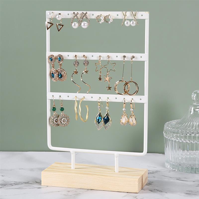 Stand Jewelry Display Organizer Earrings Pendants Bracelets Jewelry Holder With Wooden Base Earrings Storage Rack Metal Jewelry Storage Stand Necklace Rack Ornaments Display Stand Shopping Earring Stand Stevvex