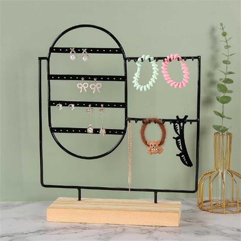 Stand Jewelry Display Organizer Earrings Pendants Bracelets Jewelry Holder With Wooden Base Earrings Storage Rack Metal Jewelry Storage Stand Necklace Rack Ornaments Display Stand Shopping Earring Stand Stevvex