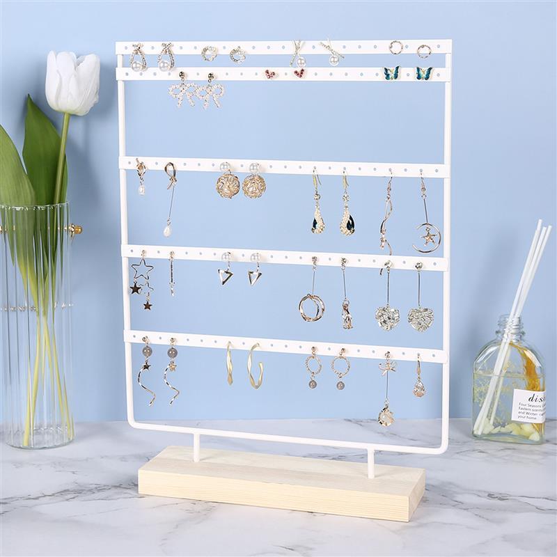 Stand Jewelry Display Organizer Earrings Pendants Bracelets Jewelry Holder With Wooden Base Earrings Storage Rack Metal Jewelry Storage Stand Necklace Rack Ornaments Display Stand Shopping Earring Stand Stevvex