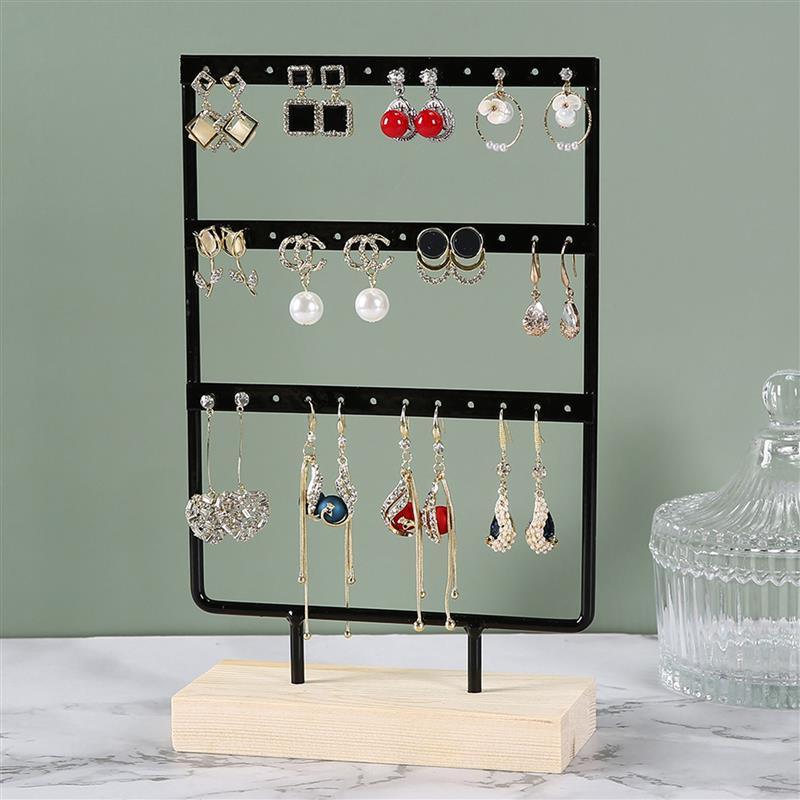 Stand Jewelry Display Organizer Earrings Pendants Bracelets Jewelry Holder With Wooden Base Earrings Storage Rack Metal Jewelry Storage Stand Necklace Rack Ornaments Display Stand Shopping Earring Stand Stevvex