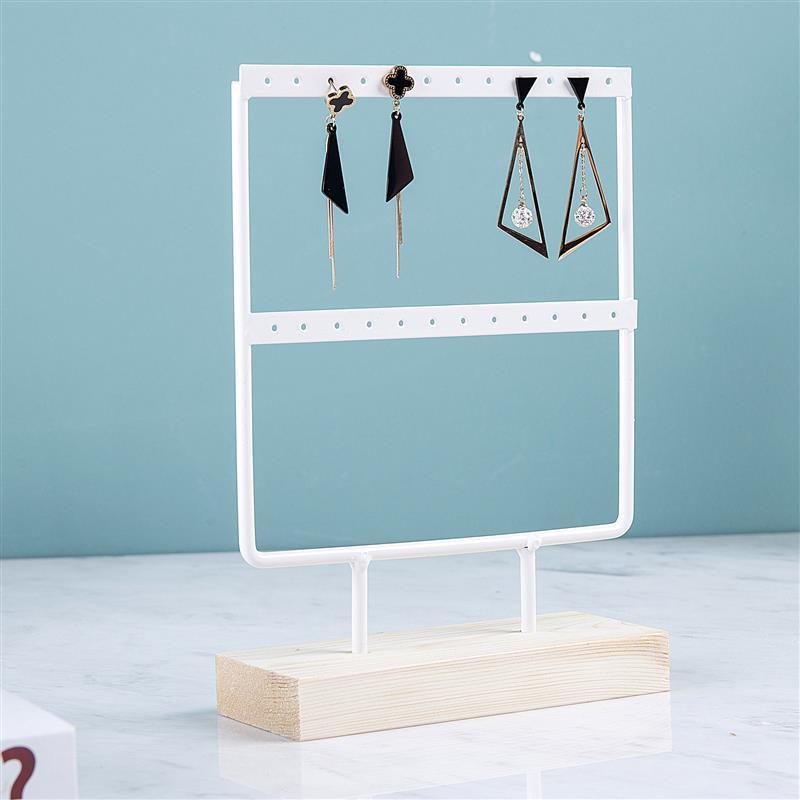 Stand Jewelry Display Organizer Earrings Pendants Bracelets Jewelry Holder With Wooden Base Earrings Storage Rack Metal Jewelry Storage Stand Necklace Rack Ornaments Display Stand Shopping Earring Stand Stevvex