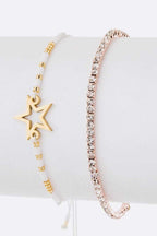 Star Rhinestone Bracelet Set Adjustable String Charms