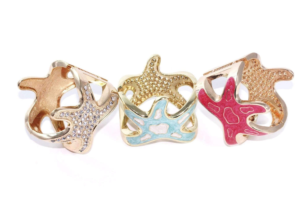 Starfish Rhinestone Bangle Gold Beach Bracelet Jewelry