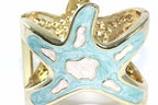 Starfish Rhinestone Bangle Gold Beach Bracelet Jewelry