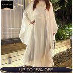 Olive Green Sequin Abaya Dress | Starry Night 2-Piece Maxi Dress with Flowing Cape (MA243)