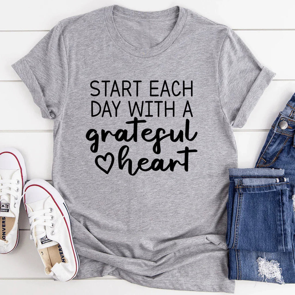 Start Each Day With A Grateful Heart Tee - SJB-DIAMOND ELITES