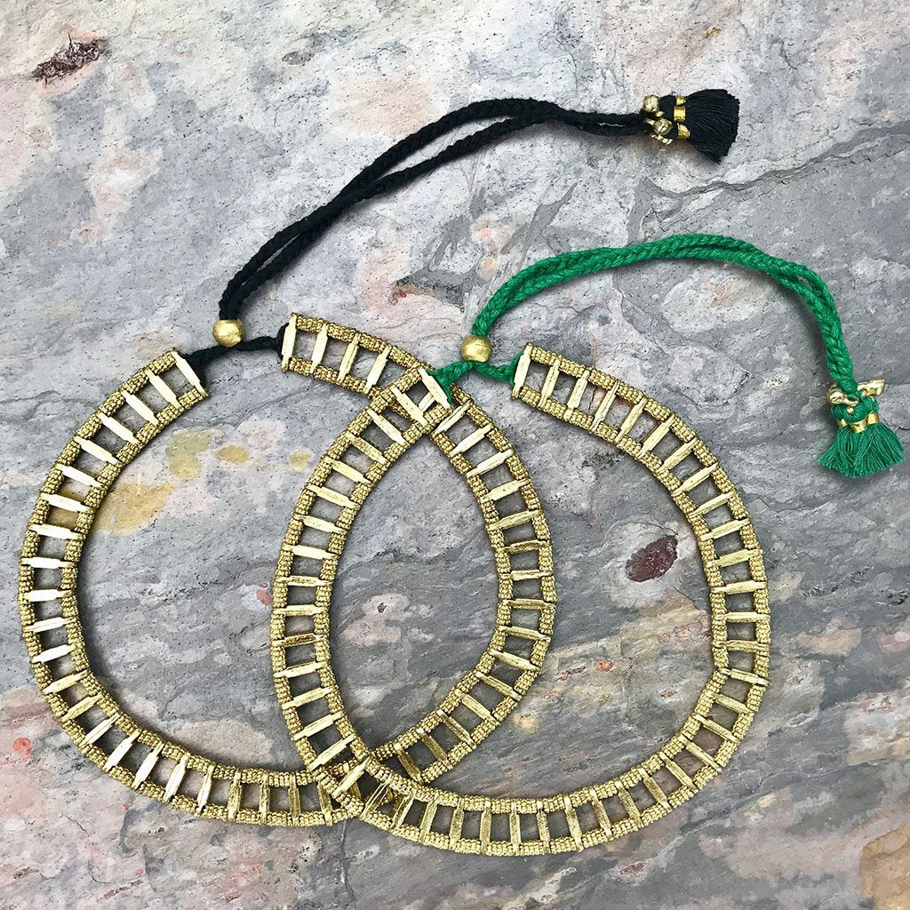 Statement Maya Collar Necklace Boho Indian Inspired Cotton Tassel Back Drape BandsCo Straps