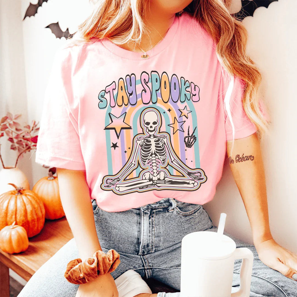 Stay Spooky Skeleton Tee Peachy Sunday