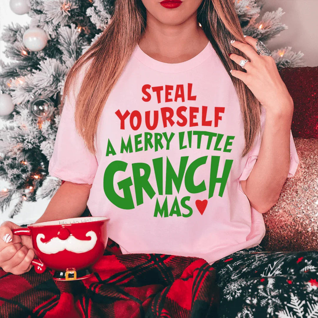 Steal Yourself A Merry Little Grinchmas Tee Peachy Sunday