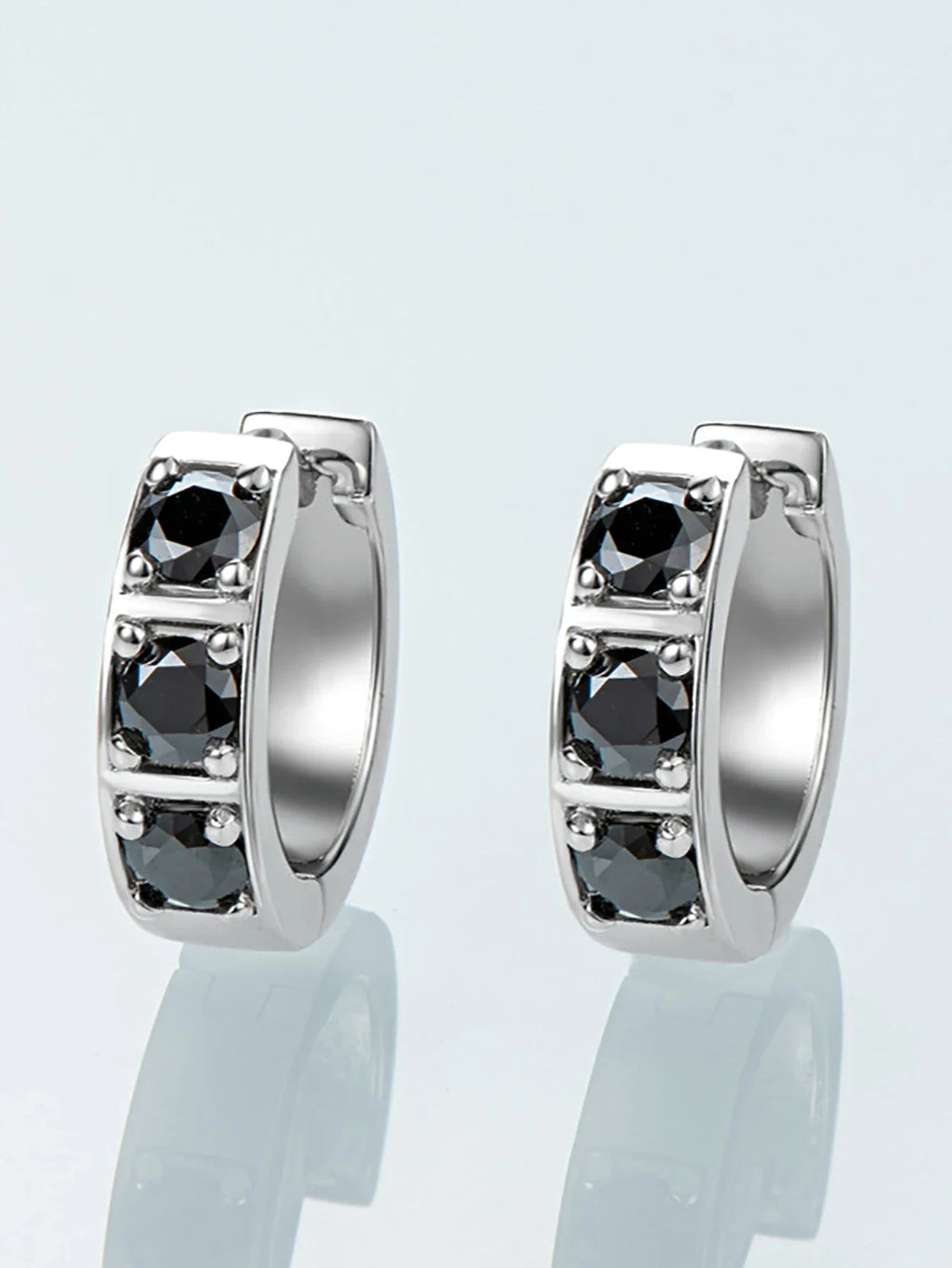 Sterling Silver 0.6ct Moissanite Hoop Earrings Black White Two-Tone 925 BandsCo Straps