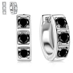 Sterling Silver 0.6ct Moissanite Hoop Earrings Black White Two-Tone 925 BandsCo Straps