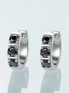 Sterling Silver 0.6ct Moissanite Hoop Earrings Black White Two-Tone 925 BandsCo Straps