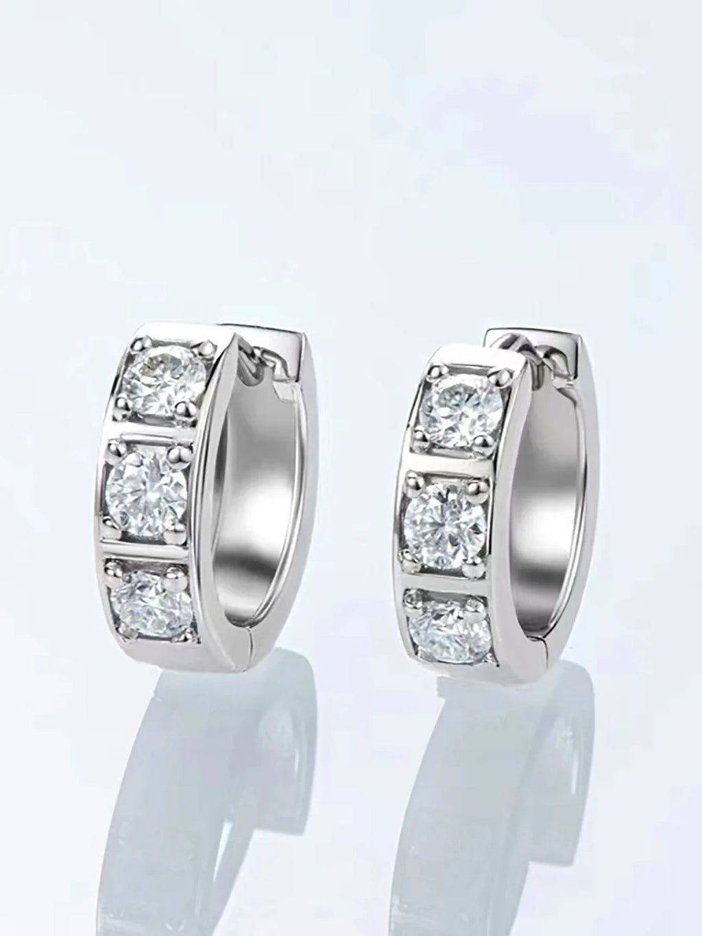 Sterling Silver 0.6ct Moissanite Hoop Earrings Black White Two-Tone 925 BandsCo Straps