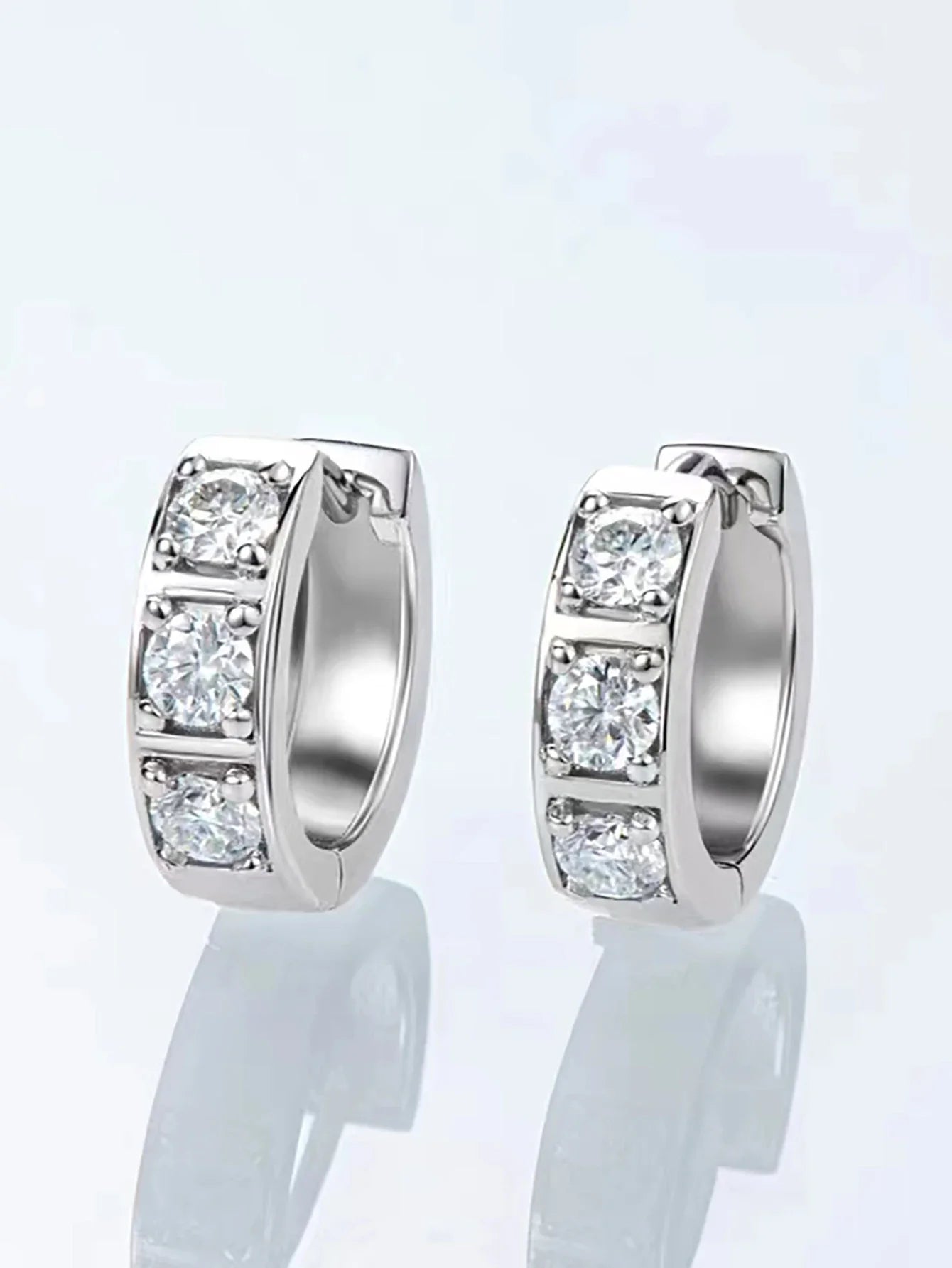 Sterling Silver 0.6ct Moissanite Hoop Earrings Black White Two-Tone 925 BandsCo Straps