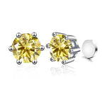 Sterling Silver 925 1ct Moissanite 6-Claw Stud Earrings Unisex Magnetic Hole BandsCo Straps