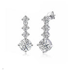 Sterling Silver 2.6ct Moissanite Drop Dangle Earrings For Women Wedding Party BandsCo Straps