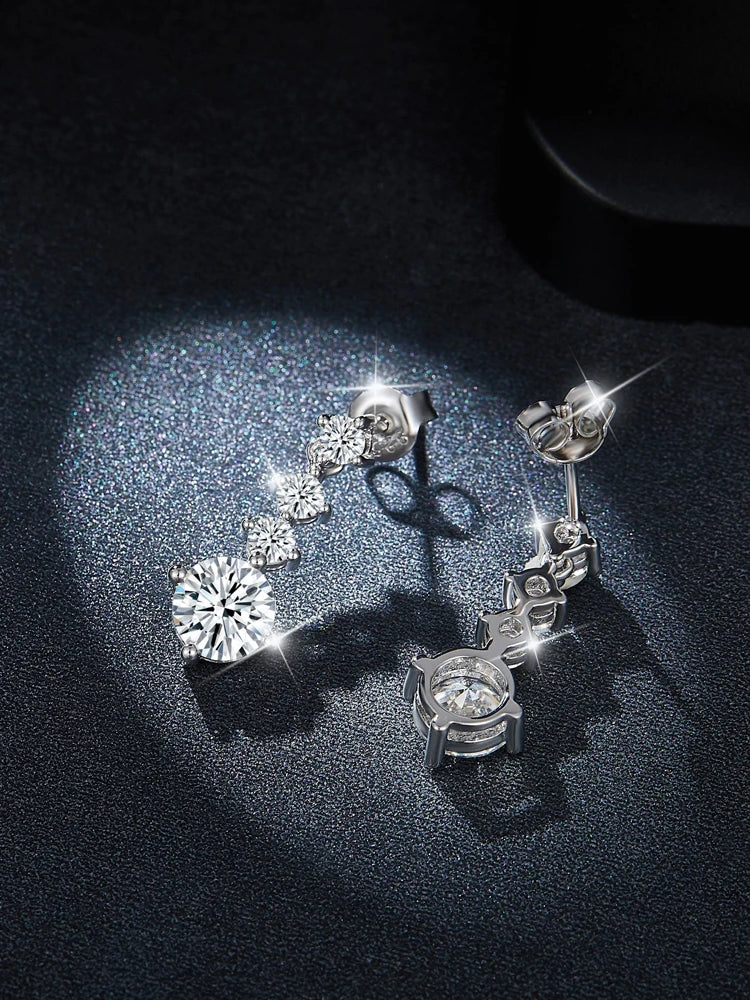 Sterling Silver 2.6ct Moissanite Drop Dangle Earrings For Women Wedding Party BandsCo Straps