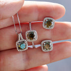 Sterling Silver 3-Piece Moissanite Jewelry Set - 1ct Necklace Ring Earrings BandsCo Straps