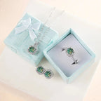 Sterling Silver 3-Piece Moissanite Jewelry Set - 1ct Necklace Ring Earrings BandsCo Straps