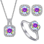 Sterling Silver 3-Piece Moissanite Jewelry Set - 1ct Necklace Ring Earrings BandsCo Straps
