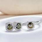 Sterling Silver 3-Piece Moissanite Jewelry Set - 1ct Necklace Ring Earrings BandsCo Straps