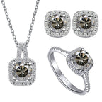 Sterling Silver 3-Piece Moissanite Jewelry Set - 1ct Necklace Ring Earrings BandsCo Straps