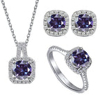 Sterling Silver 3-Piece Moissanite Jewelry Set - 1ct Necklace Ring Earrings BandsCo Straps