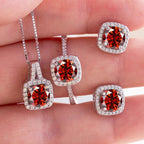 Sterling Silver 3-Piece Moissanite Jewelry Set - 1ct Necklace Ring Earrings BandsCo Straps