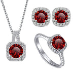 Sterling Silver 3-Piece Moissanite Jewelry Set - 1ct Necklace Ring Earrings BandsCo Straps