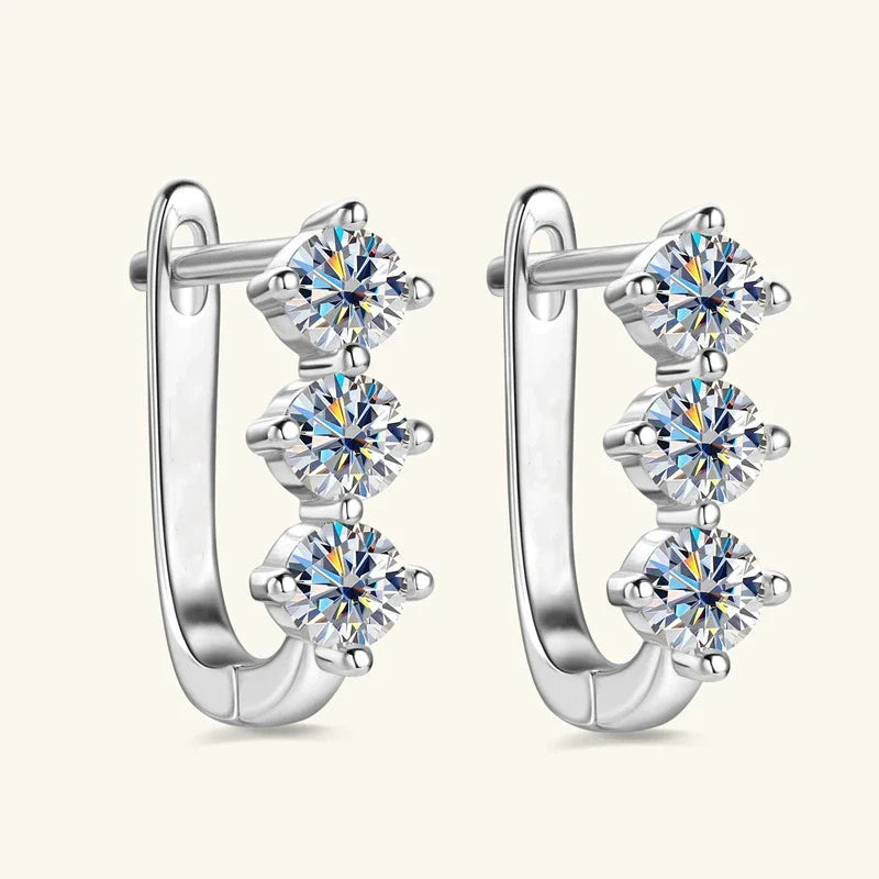 Sterling Silver 925 0.6ct Moissanite Stud Earrings Unisex Classic Retro BandsCo Straps