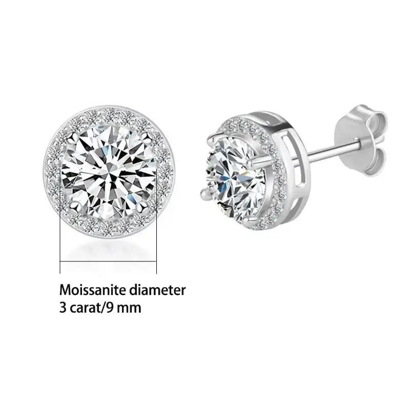 Sterling Silver 0.5 1 2Ct Round Moissanite Stud Earrings For Women BandsCo Straps