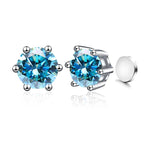 Sterling Silver 925 1ct Moissanite 6-Claw Stud Earrings Unisex Magnetic Hole BandsCo Straps