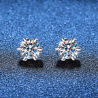 Sterling Silver 925 1ct Moissanite 6-Claw Stud Earrings Unisex Magnetic Hole BandsCo Straps